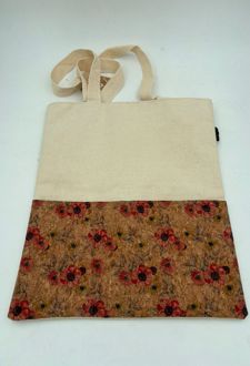 ساک خرید(توت بگ) متوسط چوب پنبه باروک لیام کد (گل قرمز)