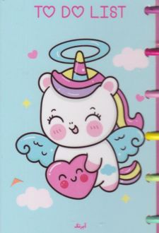 تودولیست 100 برگ 10*17 دکمه ای آبرنگ سری یونیکورن (آبی)