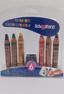 پاستل روغنی 6 رنگ مدادی همراه با تراش اسکول فنز