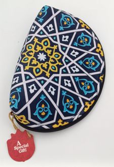 کیف نیم‌دایره مخمل بند‌چرمی (انار چاپ) تذهیب