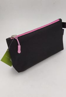 جامدادی تک زیپ پاکتی مشکی بزرگ زوم (مشکی صورتی)