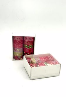 چسب نواری فانتزی واشی طلاکوب قرمز
