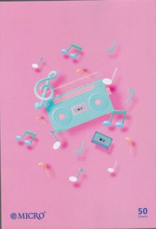 دفتر 50 برگ وزیری ته چسب میکرو طرح کلاسیک (موزیک)