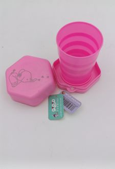 لیوان سفری تاشو (فرمی نو) شش‌وجهی صورتی