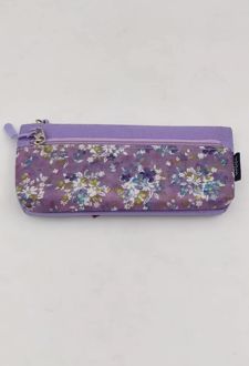 جامدادی دو زیپ پاکتی زوم (بنفش گلدار)