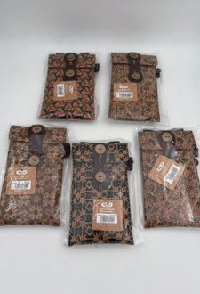 کیف موبایل بندارچوب پنبه باروک لیام - (گل چهار خونه سرمه ای)