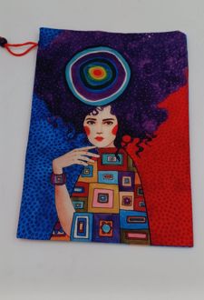 کاور کتاب مخملی سایز 23*6 (انار چاپ) آبی‌قرمز دختر