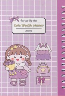 پلنر 100 برگ A6 سری فانتزی 14*10 سیمی آبرنگ کد A027 (بنفش دختر)