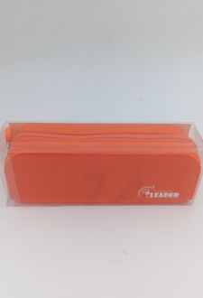 جامدادی تک زیپ سیلیکونی مکعب مربع لیدر - (نارنجی)