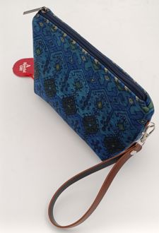 کیف لوازم بند‌چرمی (انار چاپ) آبی‌تیره طرحدار