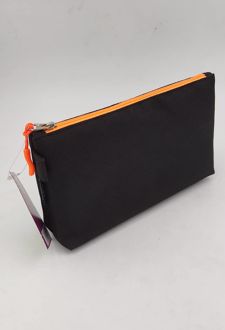 جامدادی تک زیپ پاکتی مشکی بزرگ زوم (مشکی نارنجی)