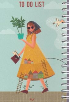 تودولیست 100برگ 10* 17 سیم ازبغل آبرنگ (سبزآبی دختر)