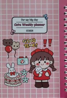 پلنر هفتگی A6 کیوت صورتی (آبرنگ)