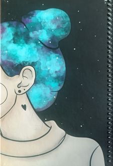 دفتر 100 برگ رقعی سیمی جلد‌سخت (پودل) مشکی - دختر