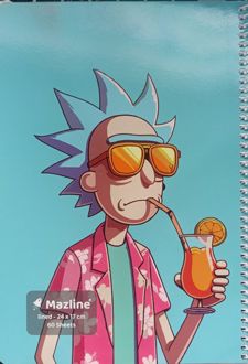 دفتر 60 برگ سیمی (مازلاین) - طرح ریکی و مورتی آبی