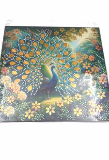 نقاشی الماسی 30*30 برنزی (فانتزی) - طاووس