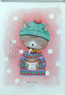 دفتر‌نقاشی 50 برگ رحلی سیم‌از‌بالا (پیل) گربه