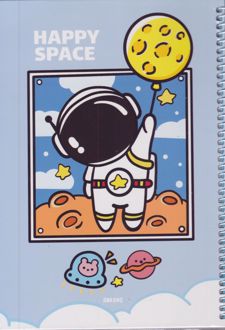 دفتر 40 برگ وزیری سیمی مجلد حاشیه‌دار آبرنگ (آدم فضایی)