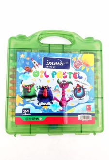 پاستل 24 رنگ طلقی کیفی دسته‌دار (ایمر) - سبز