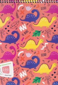 دفتر نقاشی خشتی سیم از بالا (هیرمند) - دایناسور-هلویی