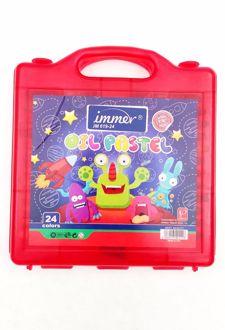 پاستل 24 رنگ طلقی کیفی دسته‌دار (ایمر) - قرمز