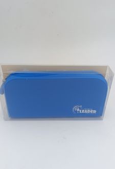 جامدادی تک زیپ سیلیکونی مکعب مستطیل لیدر - (آبی)