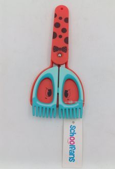 قیچی تیغه فلزی سر گرد غلاف‌دار فرچه‌دار اسکول فنز - (قرمز سبز)