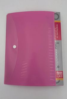 دفتر کلاسوری 100 برگ 22*27/5 PP استریپ (الپیون) صورتی