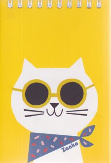 دفتر یادداشت 80 برگ سایز 14.5*10 فنر از بالا جلد گلاسه طرح فانتزی (زانکو) - گربه عینکی