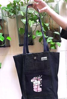 کیف پارچه‌ای جیب‌دار 35*38 جین جوی (کد F-03)