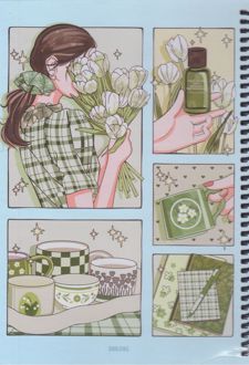 دفتر 100 برگ وزیری سیمی جلد سخت آبرنگ (دختر آبی سبز)