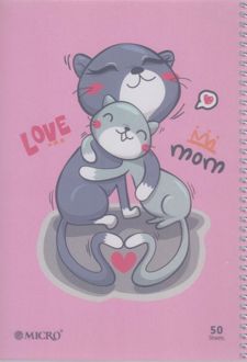 دفتر 50 برگ وزیری سیمی طلقی گلاسه فانتزی میکرو (گربه)