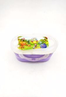 ظرف غذا دو طبقه دسته‌دار پلاستیکی (فرمی نو) - بنفش