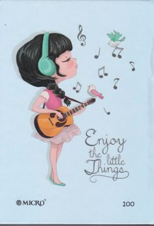 دفتر یادداشت 100 برگ اروپایی 15*20 جلدسخت ته چسب میکرو (دخترگیتار زن)