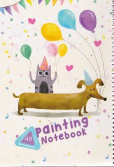 دفتر نقاشی 40 برگ رقعی سیمی مقوایی (هیرمند) - سگ و گربه