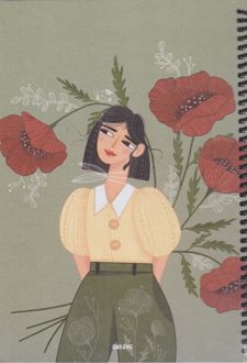 دفتر 100 برگ وزیری سیمی جلد سخت آبرنگ (دختر سبز)