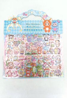 استیکر برجسته دسته‌دار 2 برگی (فانتزی) - لبوبو / آبی