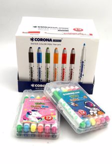 ماژیک نقاشی 12 رنگ جعبه طلقی کرونا - (یونیکورن)