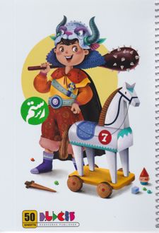 دفتر 50 برگ تک‌خط فنری گلاسه فانتزی (کاغذباد) - رستم