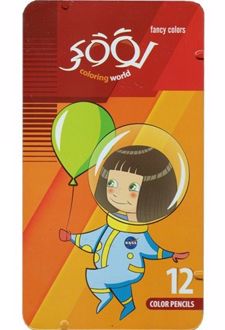 مداد رنگی 12 رنگ جعبه فلزی (لوکی) - نارنجی