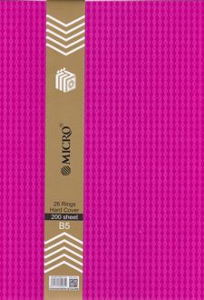 دفترکلاسوری 26 حلقه 200 برگ قفل فلز میکرو سری برجسته (صورتی)