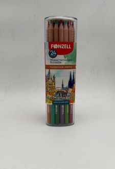مداد رنگی استوانه‌ای 24 عددی آبرنگی سه‌وجهی (فونزل)