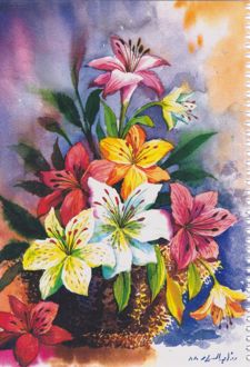 دفتر 80 برگ تک‌خط فنری جلدشده طرح کلاسیک (طرفه) - گل