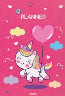 پلنر 80 برگ A5 روزانه و هفتگی 20*14 سیمی آبرنگ کد A019 (صورتی پررنگ یونیکورن)