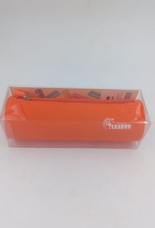 جامدادی تک زیپ سیلیکونی استوانه‌ای لیدر - (نارنجی )