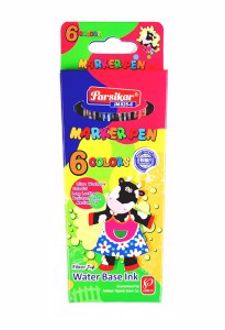 ماژیک 6 رنگ جعبه مقوایی بلند نوک آبرنگی (پارسیکار)