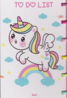 تودولیست 100 برگ 10*17 دکمه ای آبرنگ سری یونیکورن (سفید)