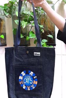 کیف پارچه‌ای جیب‌دار 35*38 جین جوی (کد X-06)