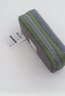 جا‌مدادی پارچه‌ای ملانژ 2 زیپ (لنتو) طوسی‌ سبز