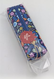 کیف ‌جامدادی مکعبی (انارچاپ) سرمه‌ای گل